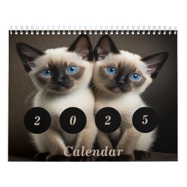 Calendário Personalizado De Gatinhos Siameses Para (Capa)
