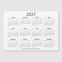 Calendário Personalizado Preto e Branco 2027 com S