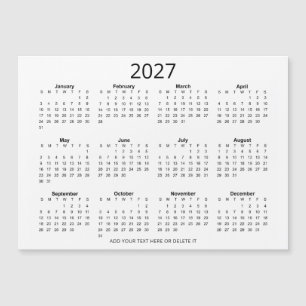Calendário Personalizado Preto e Branco 2027 com S