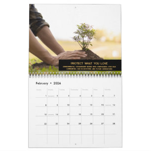 Calendário Personalizar logotipo preto e Dourado Monograma Fo