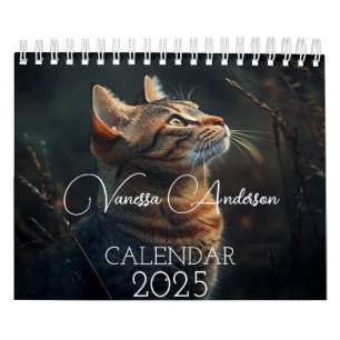 Calendário Personalizável com Tema de Gato e Notas