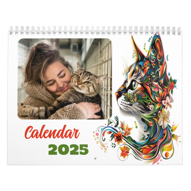 Calendário Personalizável Em Tema Gato 2025 (Capa)