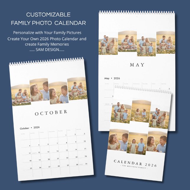 Calendário Personalized Elegant Family Memories Wall Calendar (Criador carregado)