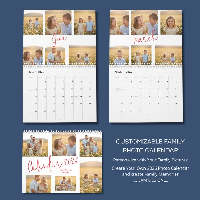 Calendário Personalized Family Photo Calendar 2026 (Criador carregado)