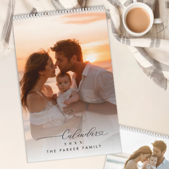 Calendário Personalized Family Photo Calendar Minimal Script (Personalized Family Photo Calendar Minimal Script)