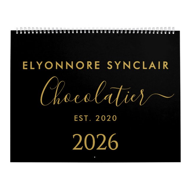 Calendário Personalized Name Est Date Chocolatier Business (Capa)