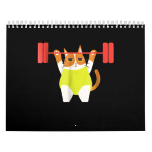 Calendário Peso do Gato Levantando o Trabalho Engraçado do P