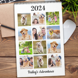 Calendário Pet Personalizado da Família Fotográfica Moderna C