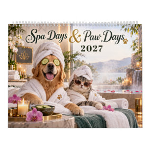 Calendário Pet Spa Engraçado Gatos e Cães