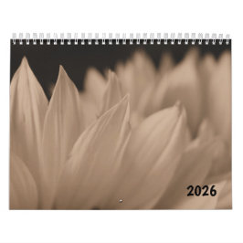 Calendário Pétalas de Girassol em Tom Sépia