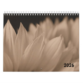 Calendário Pétalas de Girassol em Tom Sépia