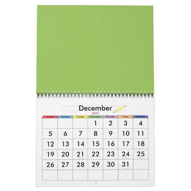 Calendário Pétalas verdes (Dez 2027)