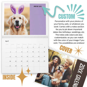 Calendário Pets Personalizados Da Família De Fotos Com Notas
