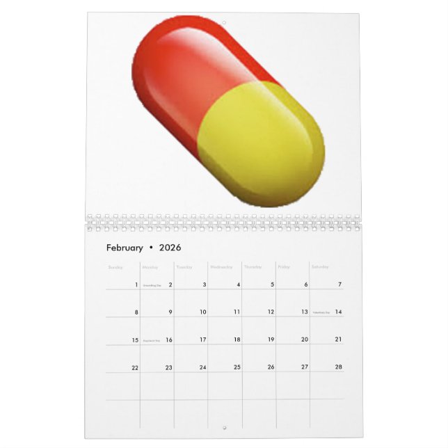 Calendário Pílula Medicina - Emoji (Fev 2026)