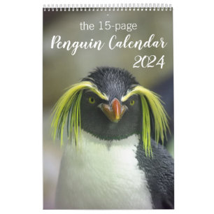Calendário Pinguim de 15 Meses com Descrições 2024