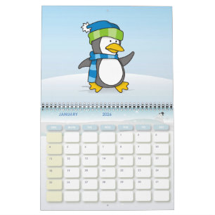 Calendário Pinguim pequeno caminhando na neve