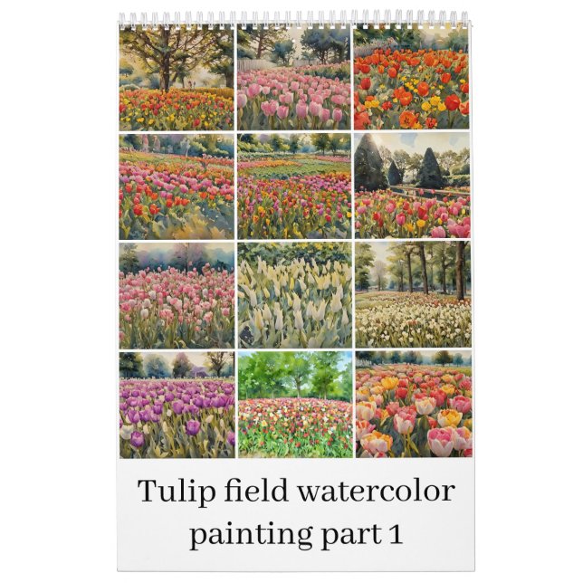 Calendário Pintor aquarela de campo de tulipa 1 (Capa)