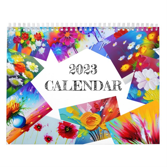 Calendário Pintura de Flores de Cores Vibrantes (Capa)