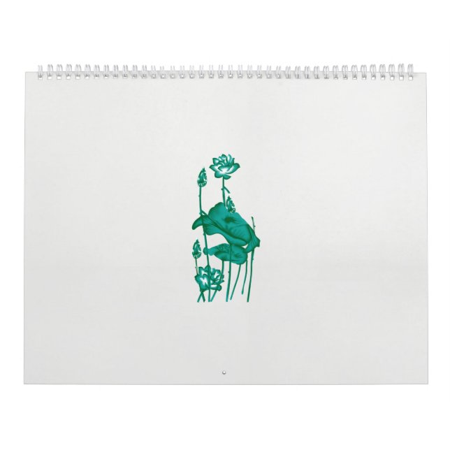 Calendário pintura de uma flor e de um peixe num fundo preto (Capa)