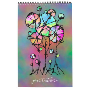 Calendário Pintura Mão - Abstrato Tree Group 3