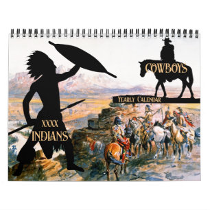 Calendário Pinturas a Óleo do Velho Oeste Cowboys Índios