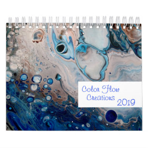 Calendário Pinturas Abstratas Acrílicas Fluidas Arte Moderna