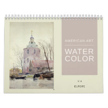 Pinturas Americanas de Aquarela de Belas Artes na