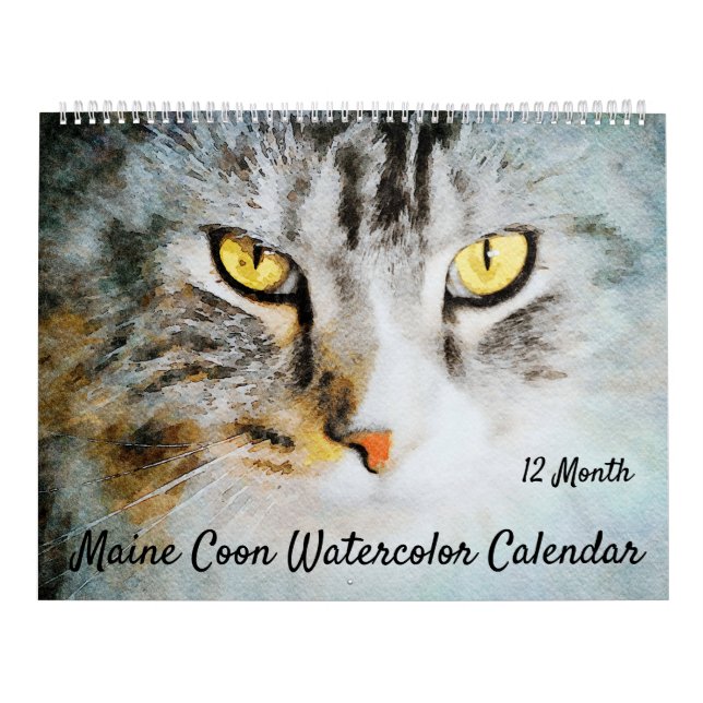 Calendário Pinturas bonitos da aguarela dos gatos de racum de (Capa)