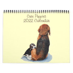 Calendário pinturas com retrato de cachorro fofo 2022