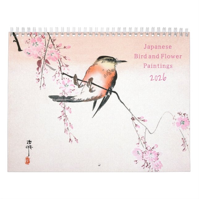 Calendário Pinturas de aves e flores japonesas 2026 (Capa)