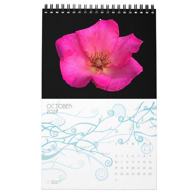 Calendário Pinturas de flores fantabuloustef - 2026 - 202x (Out 2027)
