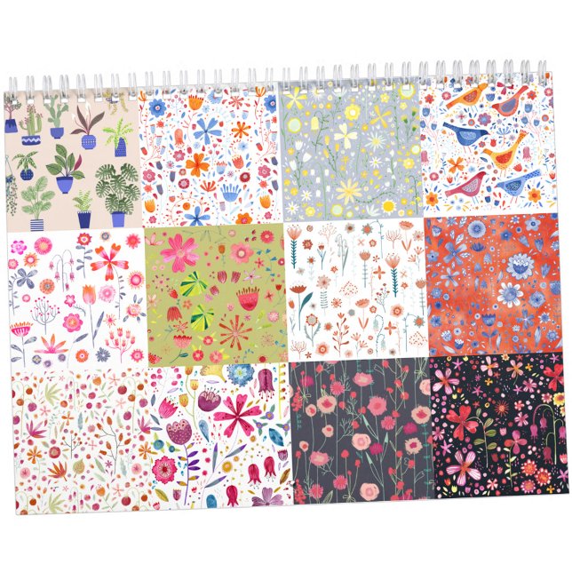 Calendário Pinturas Florais Nic Squirrell (Floral paintings calendar with original art by Nic Squirrell)