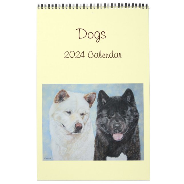 Calendário pinturas originais de retratos de cães 2024 (Capa)