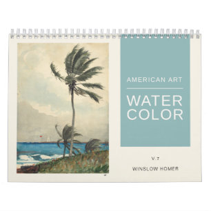 Calendário Pinturas por Aquarela Americana Art Winslow Homer