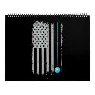 Calendário Piscina Stick Billiards 8 Ball American Flag
