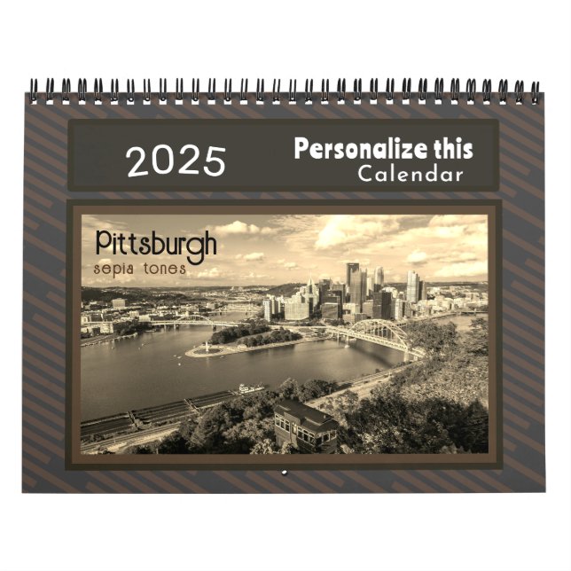Calendário Pittsburgh Fotos sepia-Personalizar (Capa)