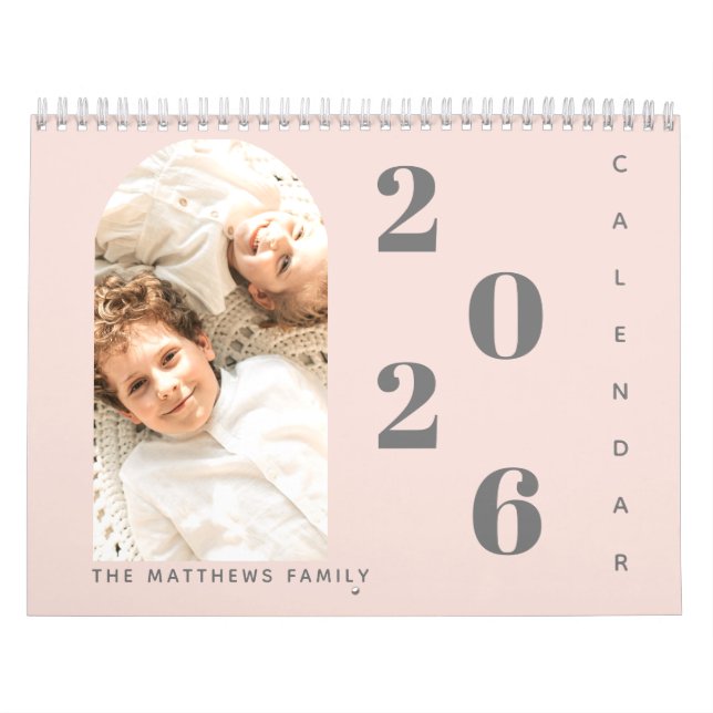 Calendário Planejador de Foto Personalizada da Família Simple (Capa)