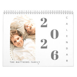 Calendário Planejador de Foto Personalizada da Família Simple