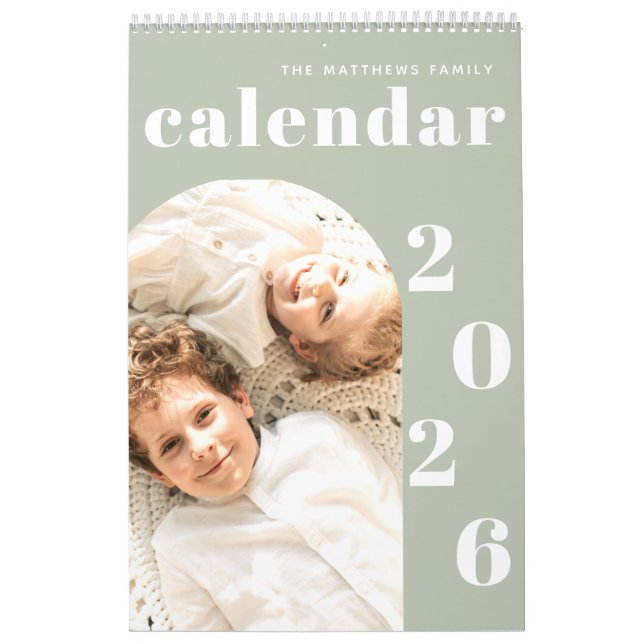 Calendário Planejador de Fotos Personalizado Moderno Simples (Capa)