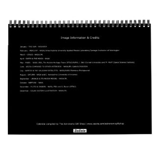 Calendário Planetas Astronômicos do Sistema Solar 2025 Univer