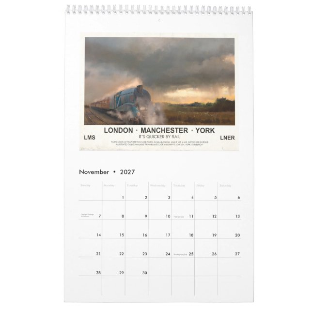 CALENDÁRIO PLANOS, TRENS & AUTOMÓVEIS (Nov 2027)