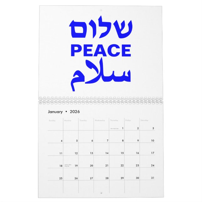 Calendário Pobreza azul-cobalto branco Shalom Salaam (Jan 2026)