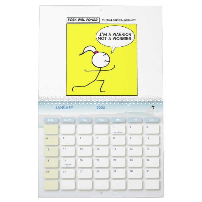 Calendário Poder da menina da ioga "todo o ano " (Jan 2026)