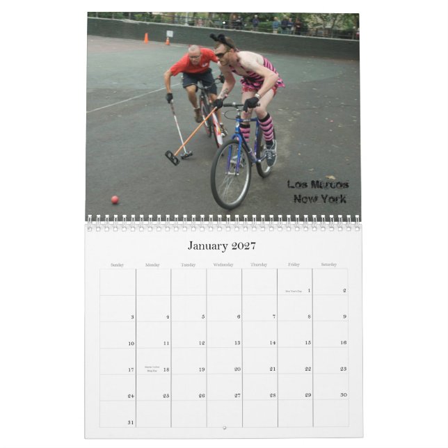 Calendário Polo da bicicleta do Hardcourt - personalizado (Jan 2027)