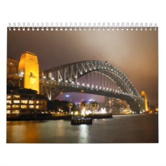 Calendário Ponte de Sydney em Estilo Vintage Pintado