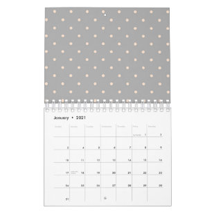 Calendário Ponto Branco Fundo Cinza Elegante Ponto Polka Pont