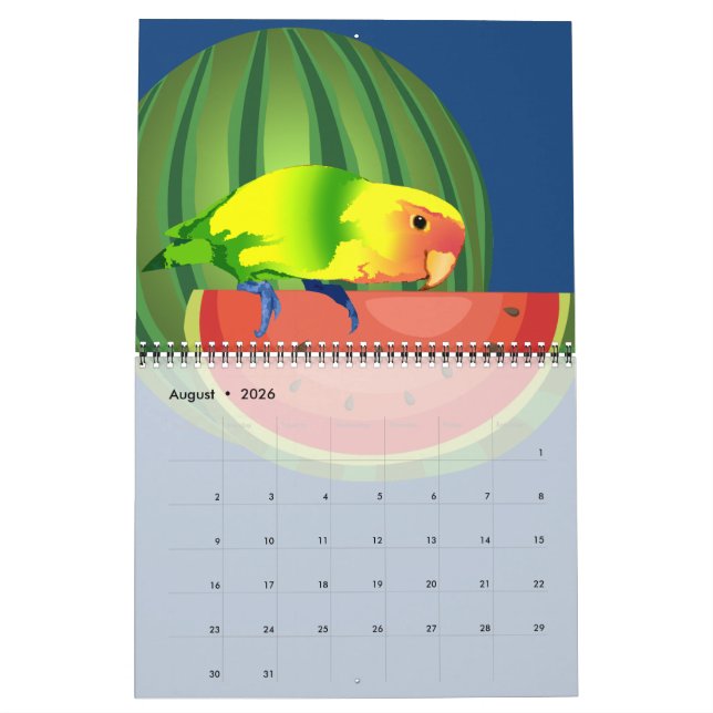 Calendário Pop Art Birds Vol. 1 Budget Flamingo Penguin Macaw (Ago 2026)