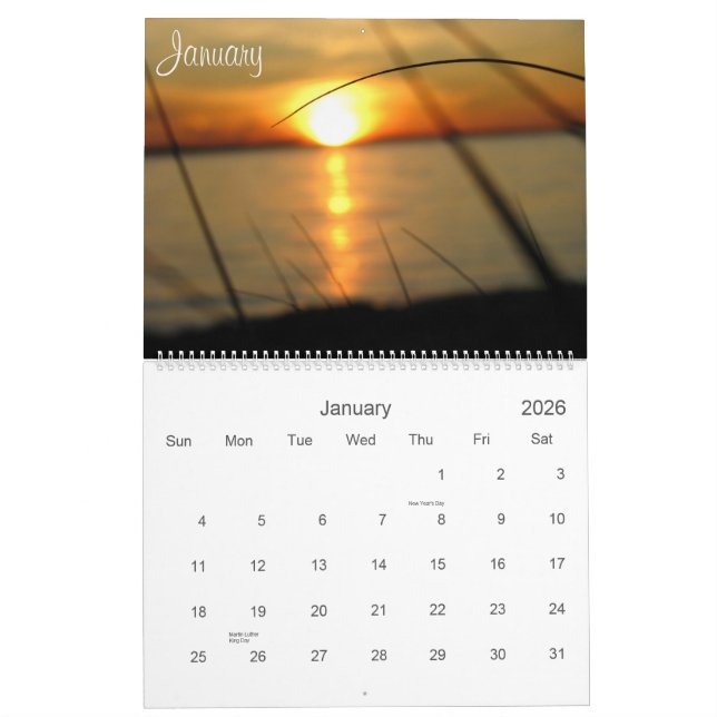 Calendário Por do sol na praia 2010 (Jan 2026)