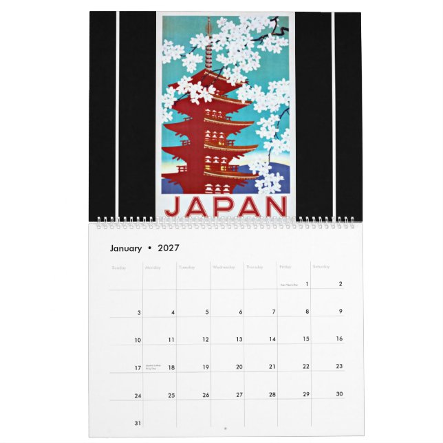Calendário Poster de Viagens vintage (Jan 2027)