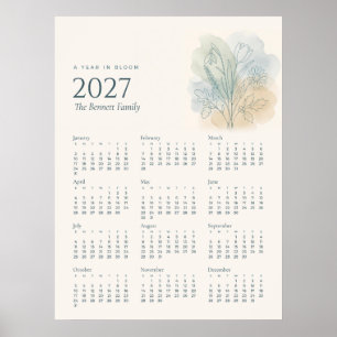 Calendário Poster do Ano Botânico 2027   Nome da F
